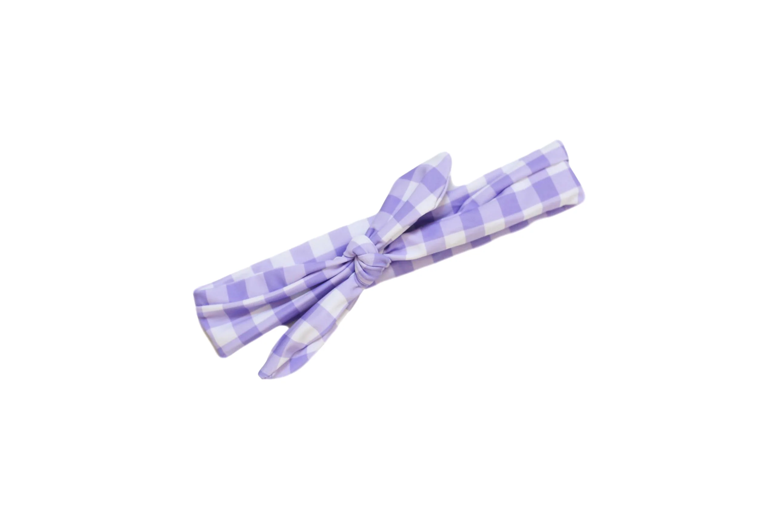 Casual Lavender Gingham Headwrap Outstanding