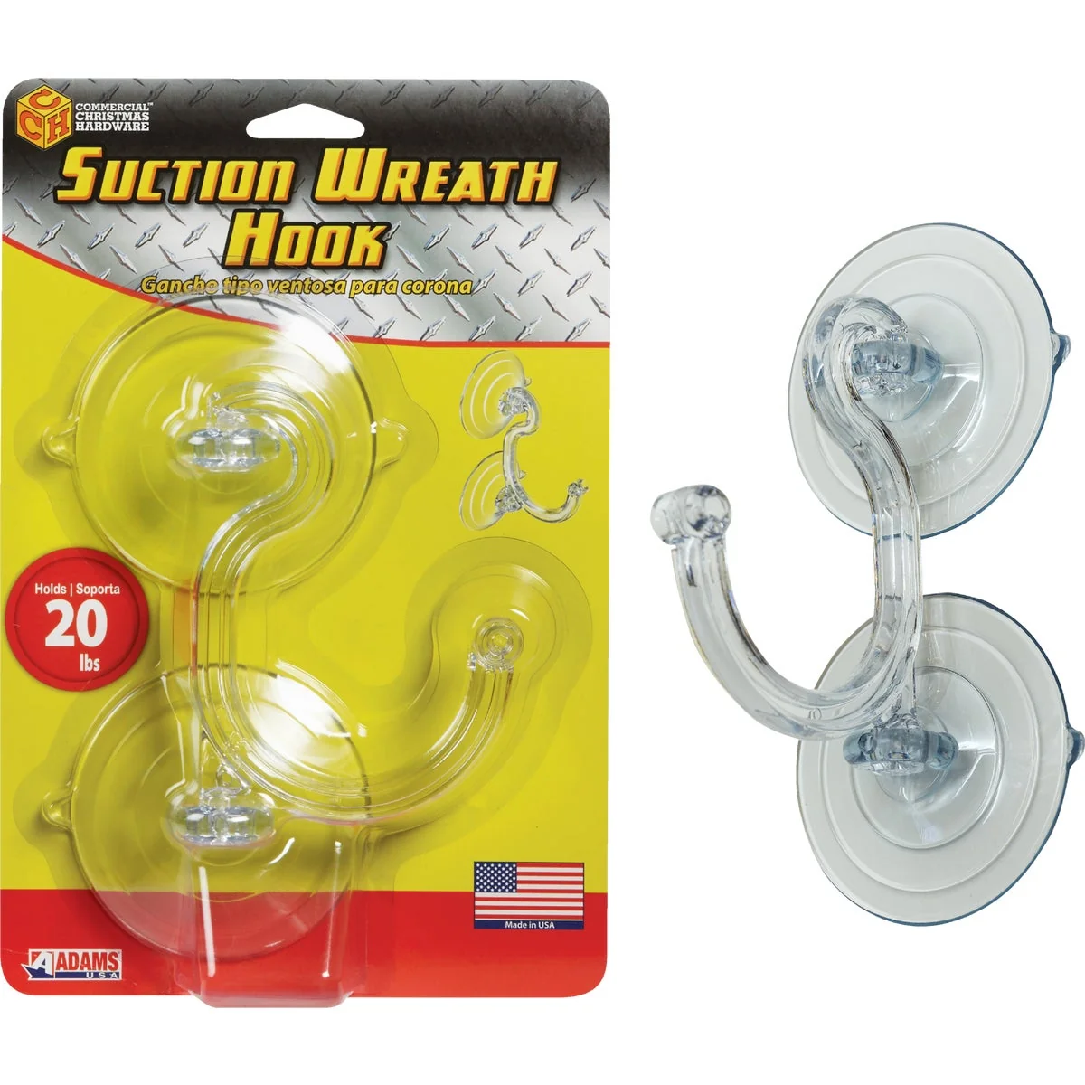 Stylish Commercial Christmas Hardware Giant 3 In. 20 Lb. Holding Capacity Double Suction Cup Wreath Hook Soft