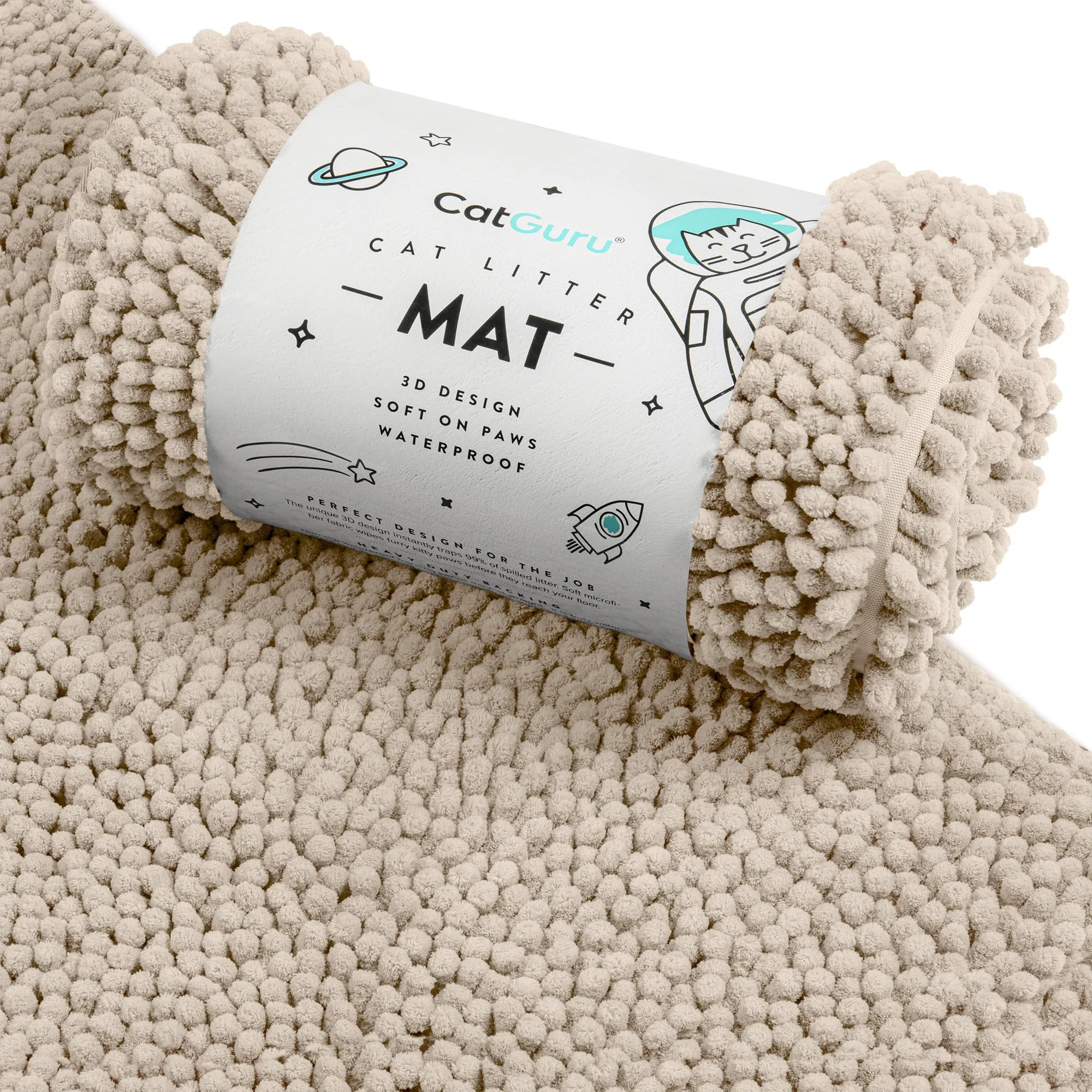 Premium CatGuru Cat Litter Mat Medium–XXL – Waterproof Non-Slip Machine Washable Litter-Trapping Mat Elite