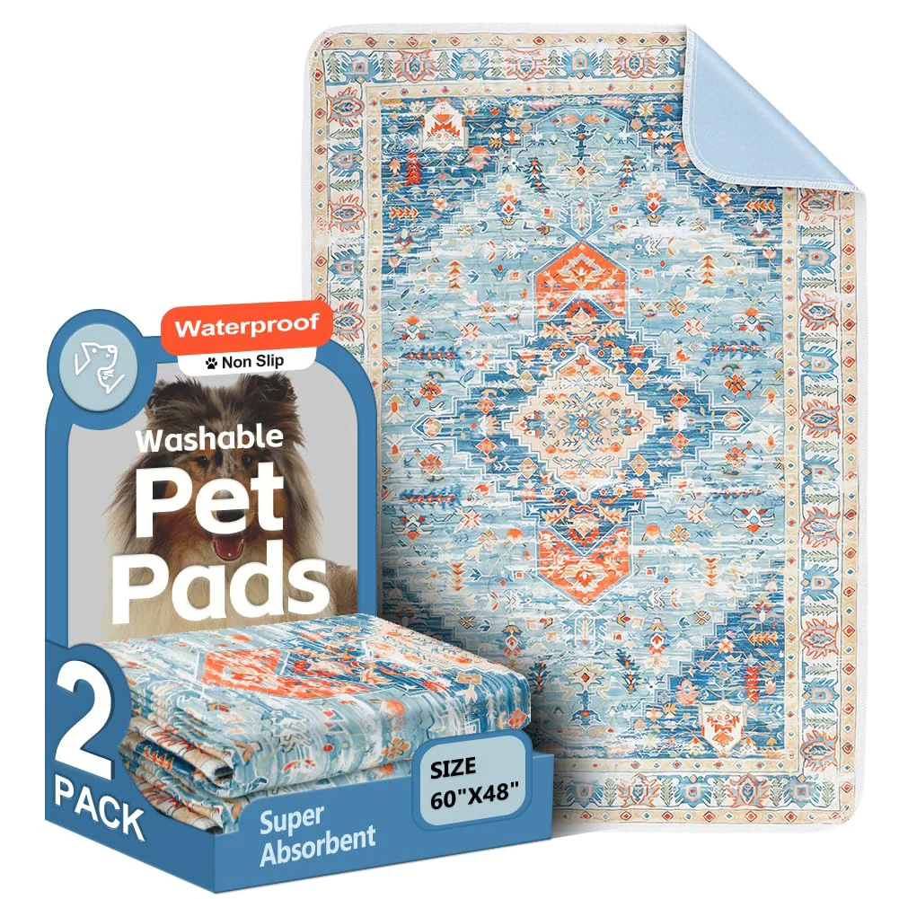 Clean ULIGOTA Washable Dog Pee Pads 2 Pack – 60x48in Reusable Waterproof Non-Slip Proven