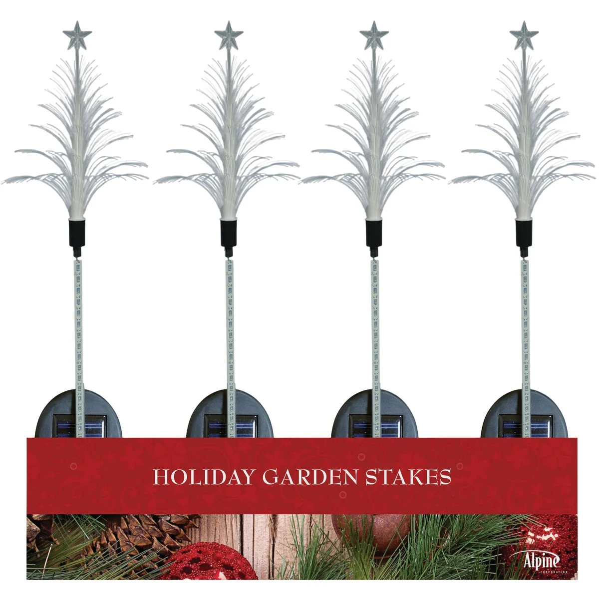 Smart Alpine 40 In. LED Solar Fiber Optic Tree Holiday Garden Stake Excellent