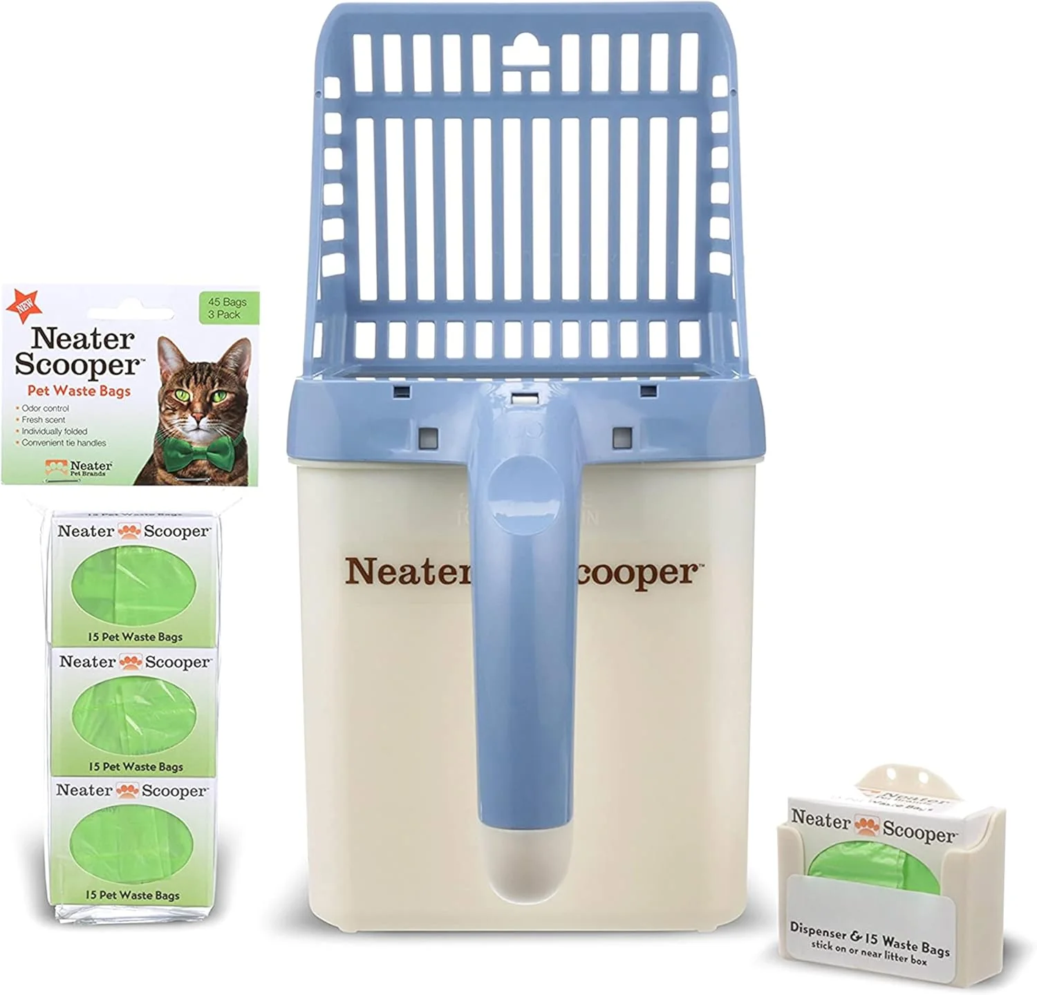 Fashionable Neater Pet Brands Neater Scooper Standard Cat Litter Scoop 60 Refill Bags – Mess- Cat Litter Scooper with Bag Spill-Proof Kitty Box Sifter Bin Doubles as Scoop Holder For Single-Cat Households Enhanced
