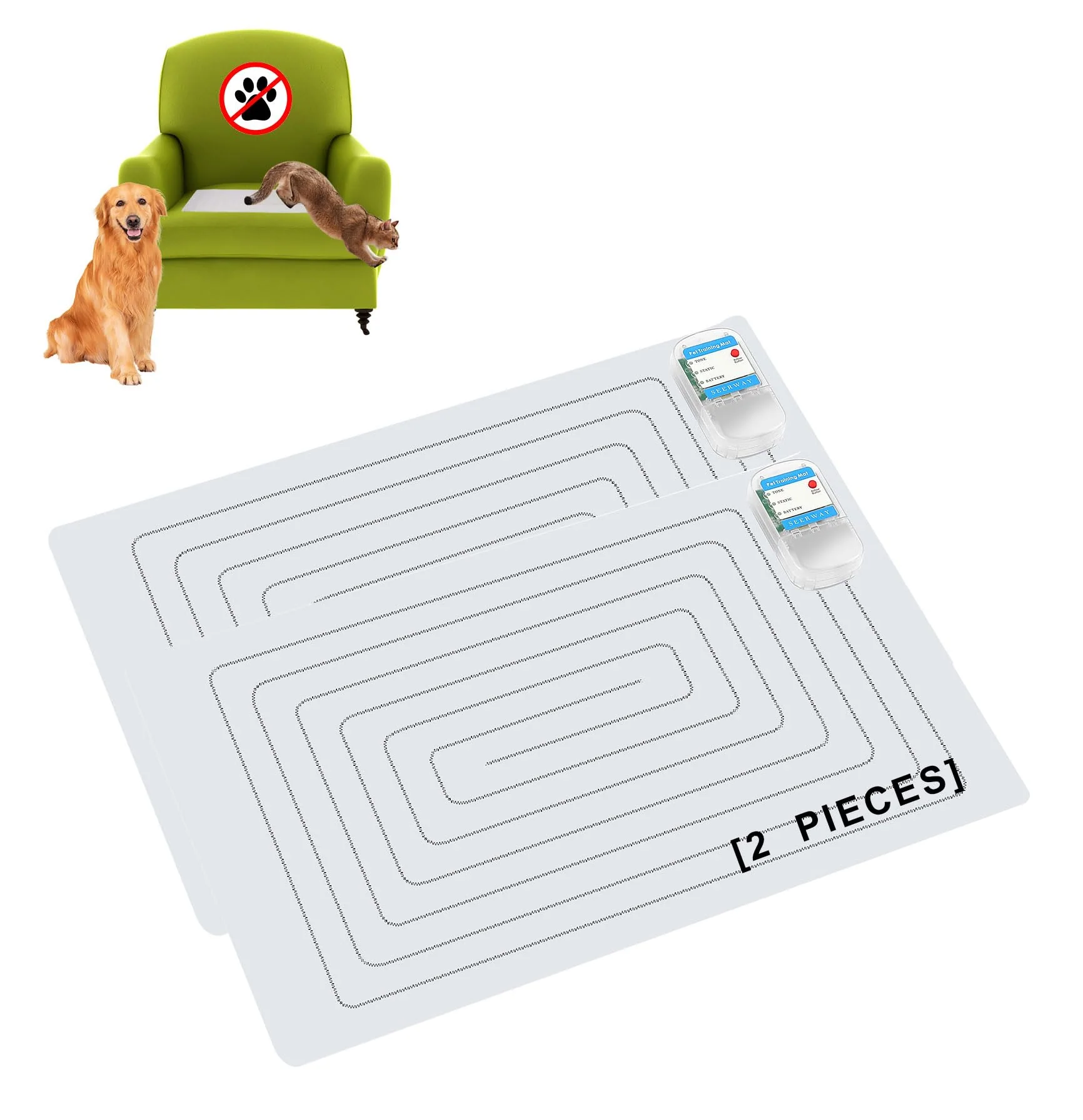 Casual SEERWAY 2-Pieces Pet Shock Mat for Dogs Cats 3 Training Modes Waterproof Deterrent Environmentally Friendly