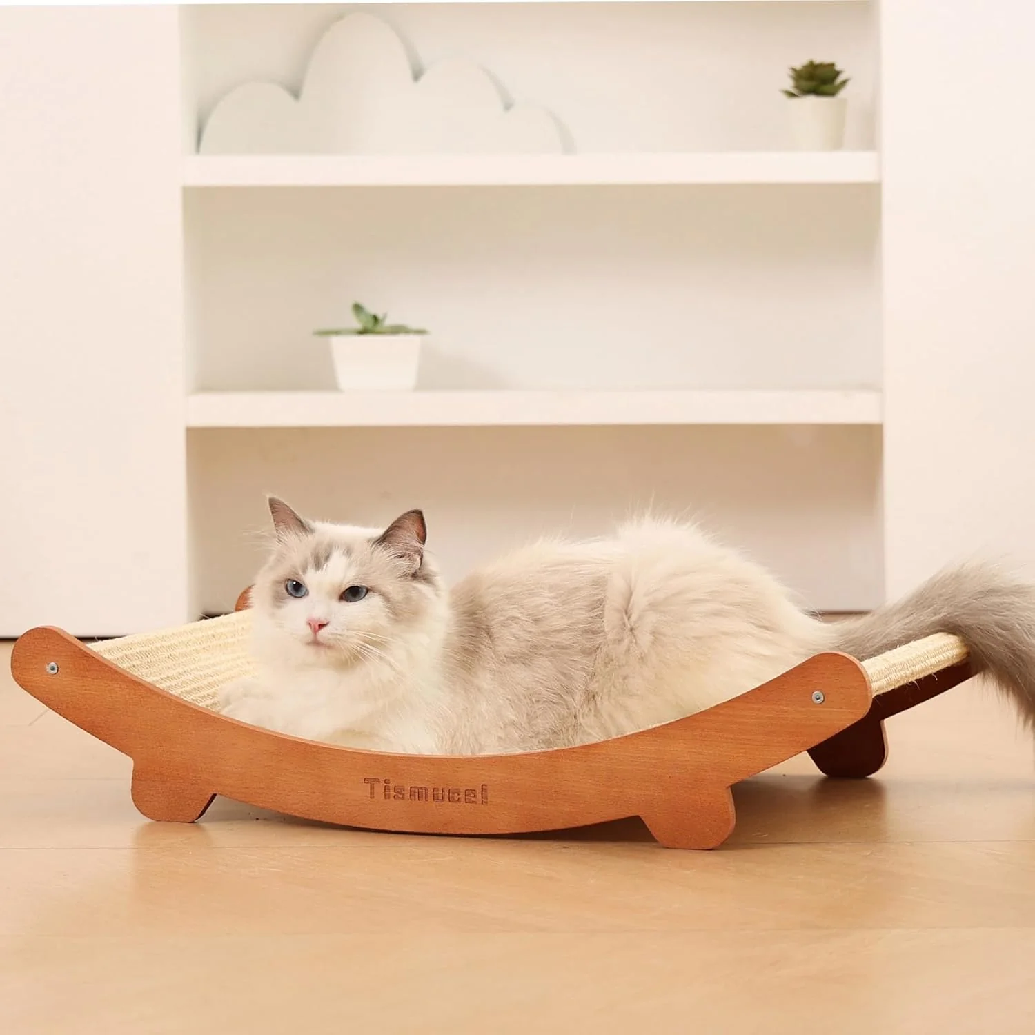 Lightweight Sisal Cat Scratcher Bed Beech Wood Cats Hammock Cat Scratch Pad Indoor cat Toy Durable Cat Scratching Post Furniture Protector for Cats’ Clawing and Play Soft