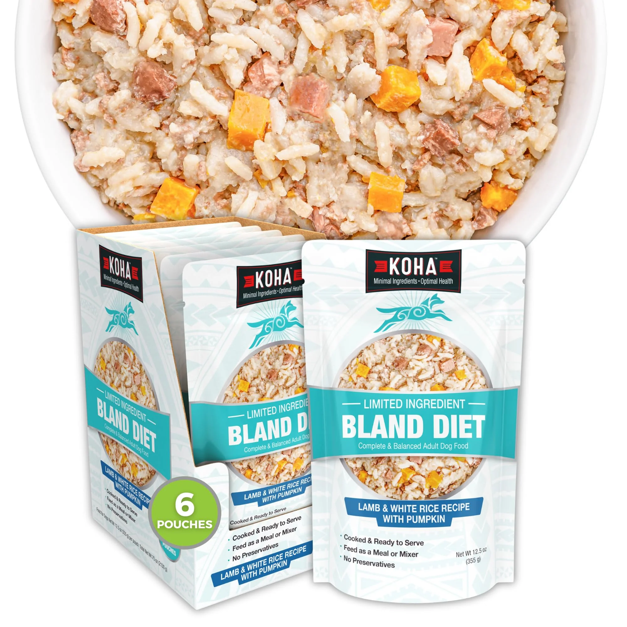 World-Class KOHA Pet Bland Diet for Dogs — Lamb White Rice Wet Food Pack of 6 Solid
