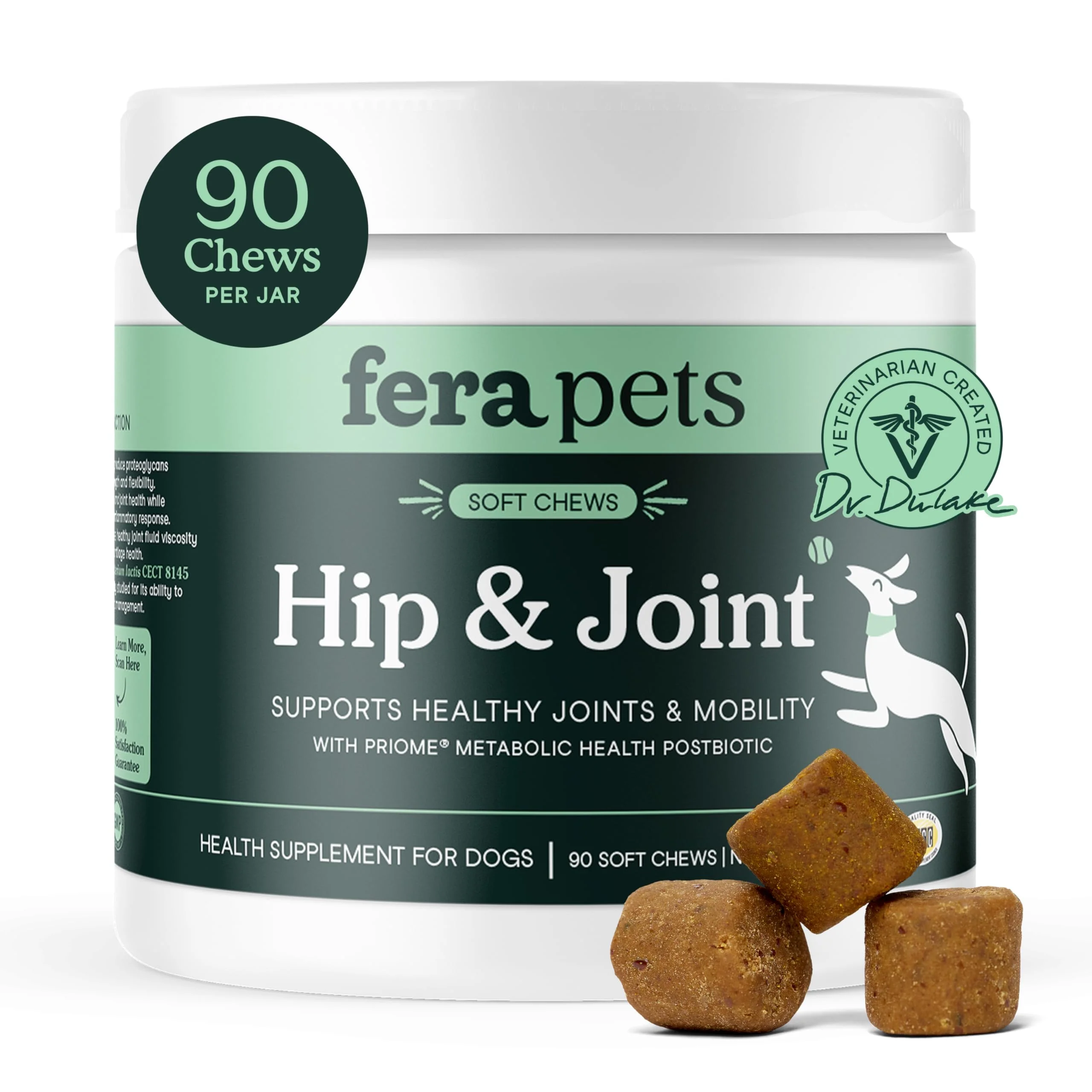 Refined Fera Pets Hip Joint Supplement for Dogs with Glucosamine MSM Chondroitin Green Lip Mussel – 90 Soft Chews Contemporary