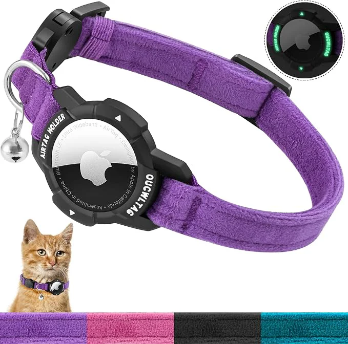 Contemporary Luminous AirTag Cat Collar Breakaway OUCWLTAG GPS Cat Collar First-Class