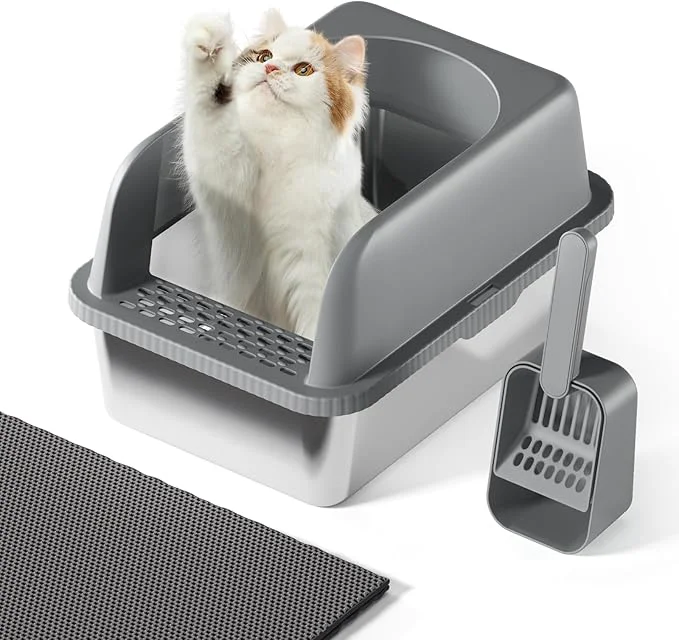 Luxury Stainless Steel Cat Litter Box with Lid 20 L x 14.2 W x11.8 H Large Cat Litter Box for Multiple Cats with High Sided No-Leak Stick Easy to Clean Includes Litter Mat Multi Functional ScoopAbout ThisOverview Sustainable
