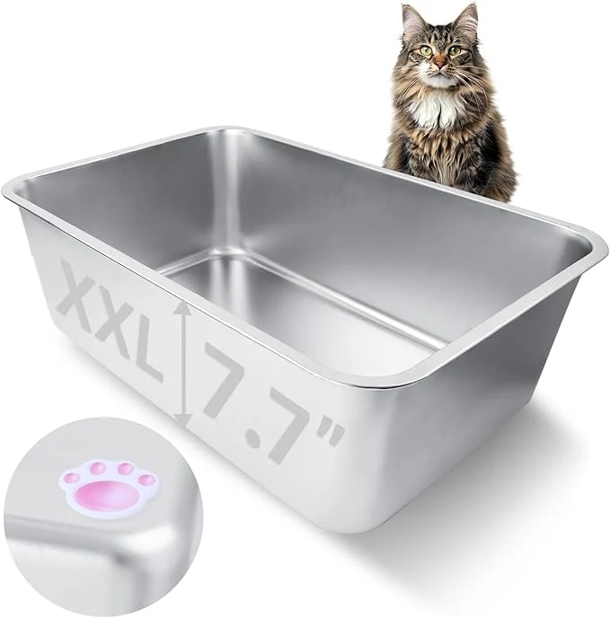 Functional Stainless Steel Cat Litter Box for Adult Cats or Kitty Kitten 23.6 x15.8 x8 Rust-Proof High Side Non Stick No Smell Easy to Clean Metal Cat Litter BoxAbout ThisOverview Natural