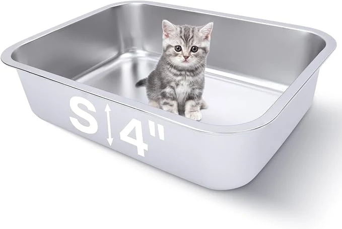 Casual Small Stainless Steel Litter Box for Kittens 15.5 ×11.6 ×4 Metal Litter Box for Kitten Rust-Proof Non Stick No Smell Easy to Clean for Cats RabbitsAbout ThisOverview Natural