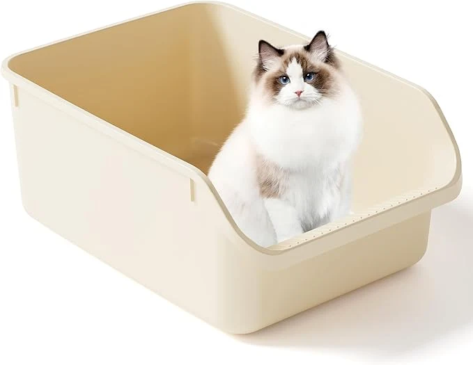 Innovative Large Cat Litter Box with High Side Cat Litter Pan Boxes for Indoor Cats Kitty Litter Box with Low Entry Open Top Entrance Anti-Splashing White About ThisOverview User-Friendly