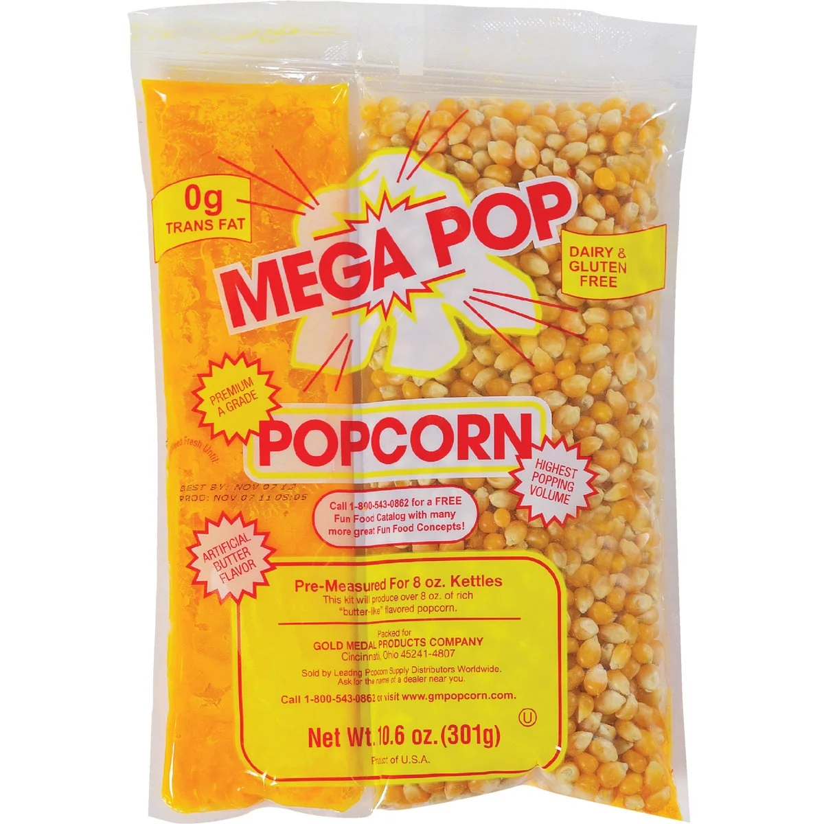Stylish Gold Medal Mega Pop 8 Oz. Popcorn Kit 24 Kits Excellent