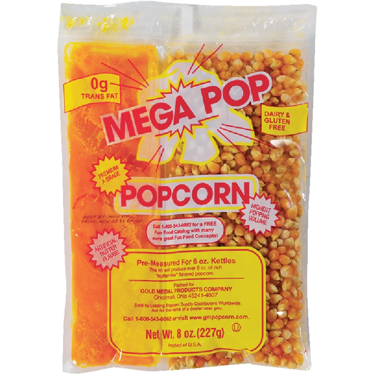 Authentic Gold Medal Mega Pop 6 Oz. Popcorn Kit 36 Kits Efficient