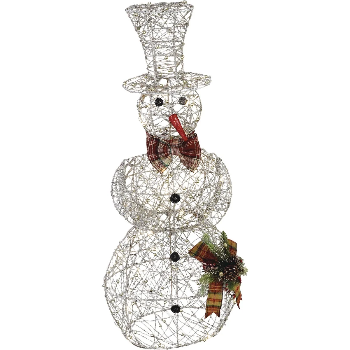 Trusted Alpine 71 In. Warm White LED Gold Mesh Snowman Lighted Decoration Detailed