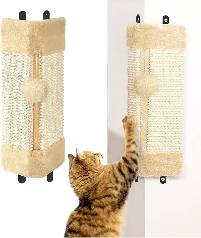 Specialty BNOSDM 2 Pack Corner Wall Cat Scratcher Corners Pet Scratch Pad for Cats Vertical Scratching Board Sisal Protector Furniture Pet Wear Resistant Mat for Door Sofa Beige About ThisOverview Organic