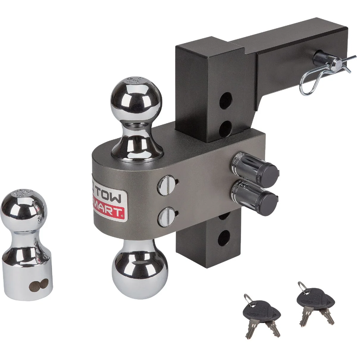 High-Performance TowSmart 6 In. Drop Adjustable Tri-Ball Mount with Interchangeable Hitchballs 12 000 Lb. Capacity Dependable