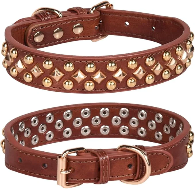 Sophisticated Spiked Dog Collar Soft Pu Leather Mushrooms Rivet Spike Studded Puppy User-Friendly