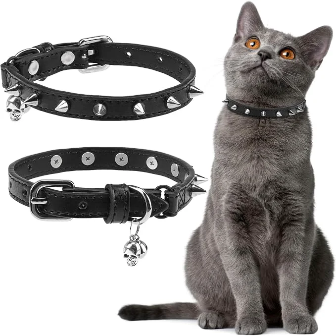 Top-Quality EXPAWLORER Leather Cat Collar for Girl Boy- Adjustable Pet Collar Premium Material