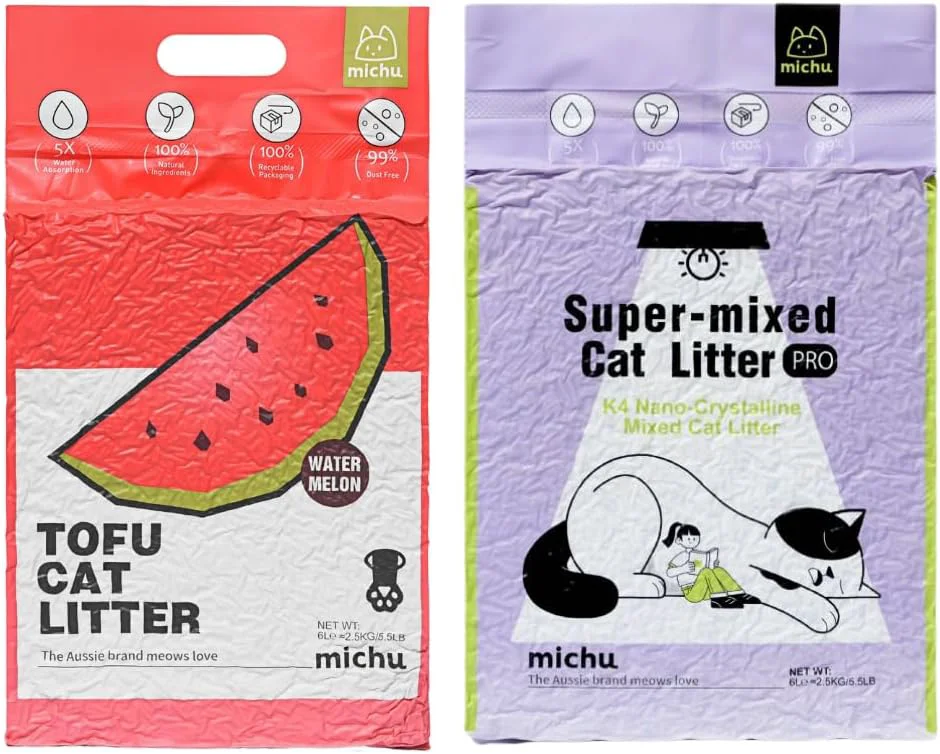 Versatile Tofu Cat Litter Natural Clumping Tofu Cat Litter 5.5lb 88oz 5 Scents Watermelon Mixed 2 Pack Healthy