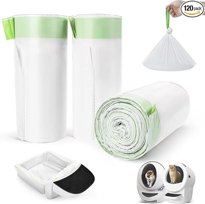 Fast 120 Pack Litter Box Robot 3 4 and 5 Waste Bags 1.5 Mils Thick Drawstrings Closure Cat Litter Box Bags Liners Compatible with Automatic Self-Cleaning Robot Waste Drawer LinersAbout ThisOverview Authentic