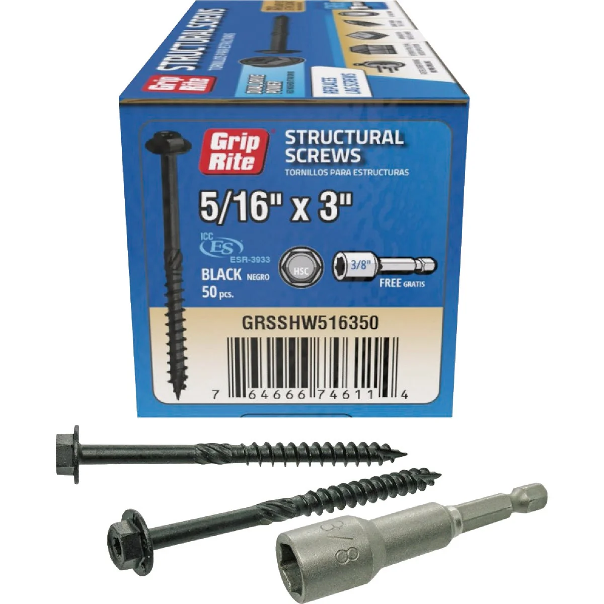 Convenient Grip-Rite PrimeGuard Plus 5 16 In. x 3 In. Hex Washer Head Structural Screw 50-Count Secure