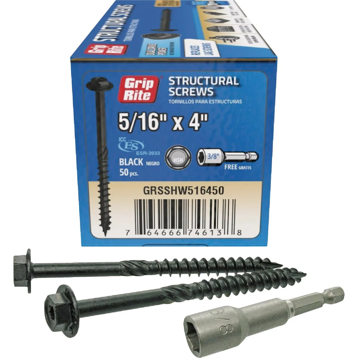 Smooth Grip-Rite PrimeGuard Plus 5 16 In. x 4 In. Hex Washer Head Structural Screw 50-Count First-Class