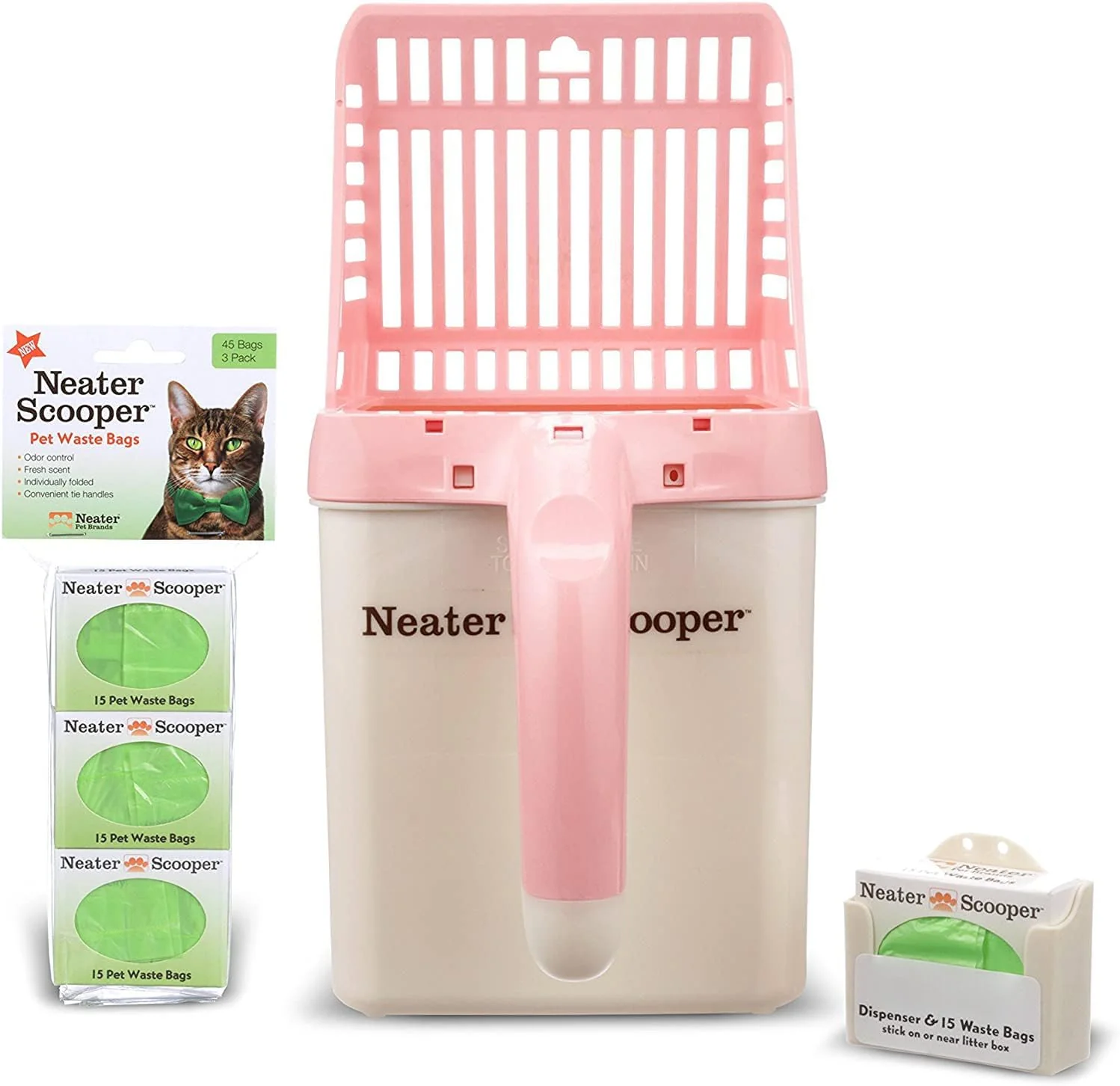 Carefully Designed Neater Pet Brands Neater Scooper Standard Cat Litter Scoop 60 Refill Bags – Mess- Cat Litter Scooper with Bag Spill-Proof Kitty Box Sifter Bin Doubles as Scoop Holder For Single-Cat Households High-Performance