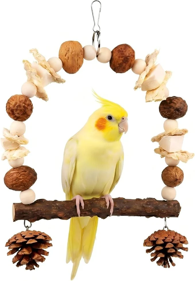 Enhanced Bird Swing Toy with Cuttlebone Corn Husks Outstanding