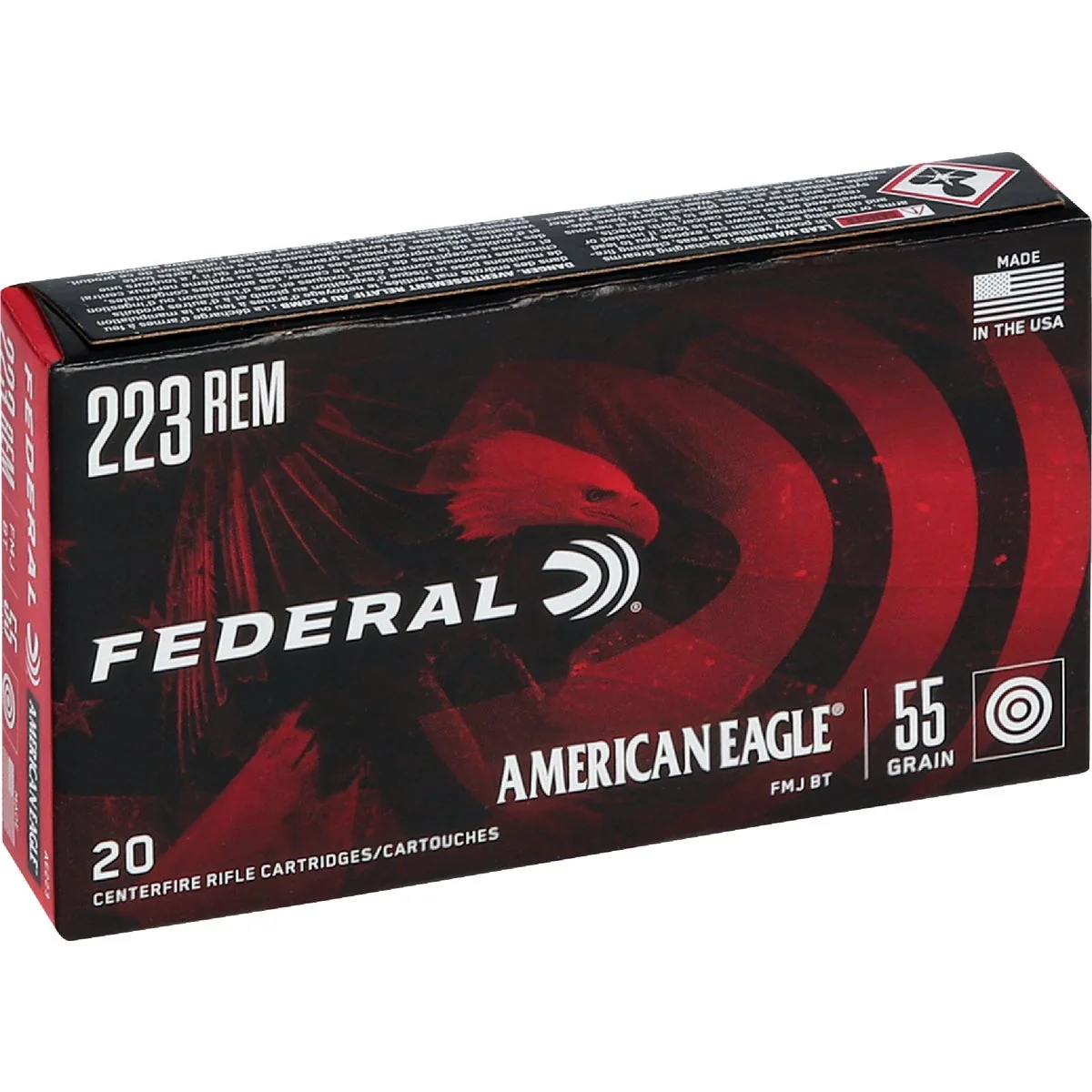 Soft Federal American Eagle .223 Rem 55 Grain FMJ-BT Centerfire Ammunition Cartridges Fine Crafted