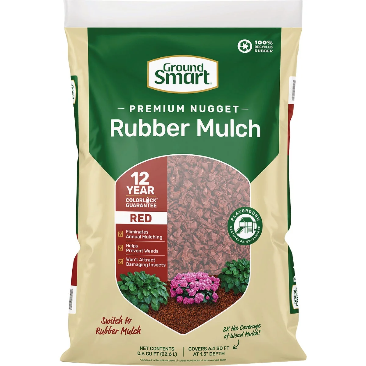Dependable GroundSmart 0.8 Cu. Ft. Red Recycled Nugget Rubber Mulch Original