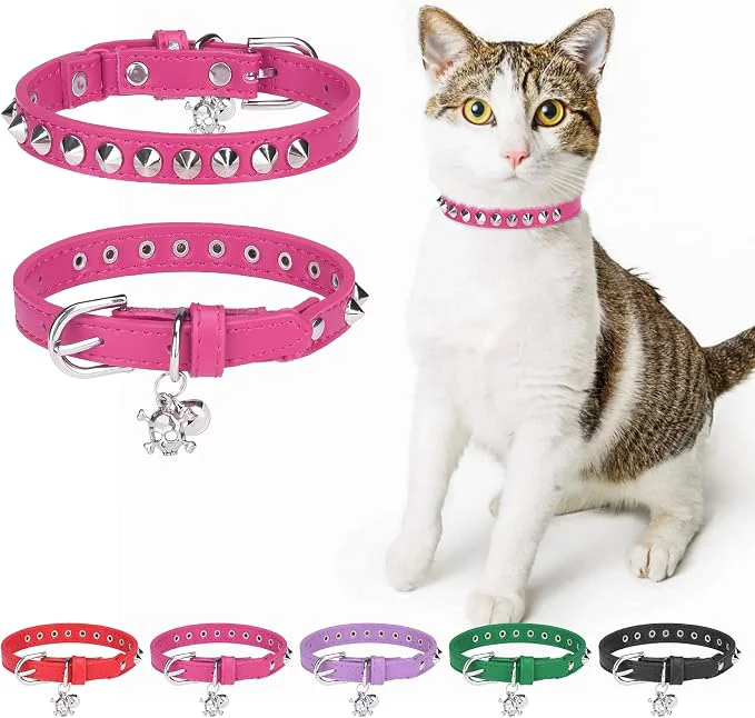 Pure Leather Cat Collars for Boy Girl Cats Convenient