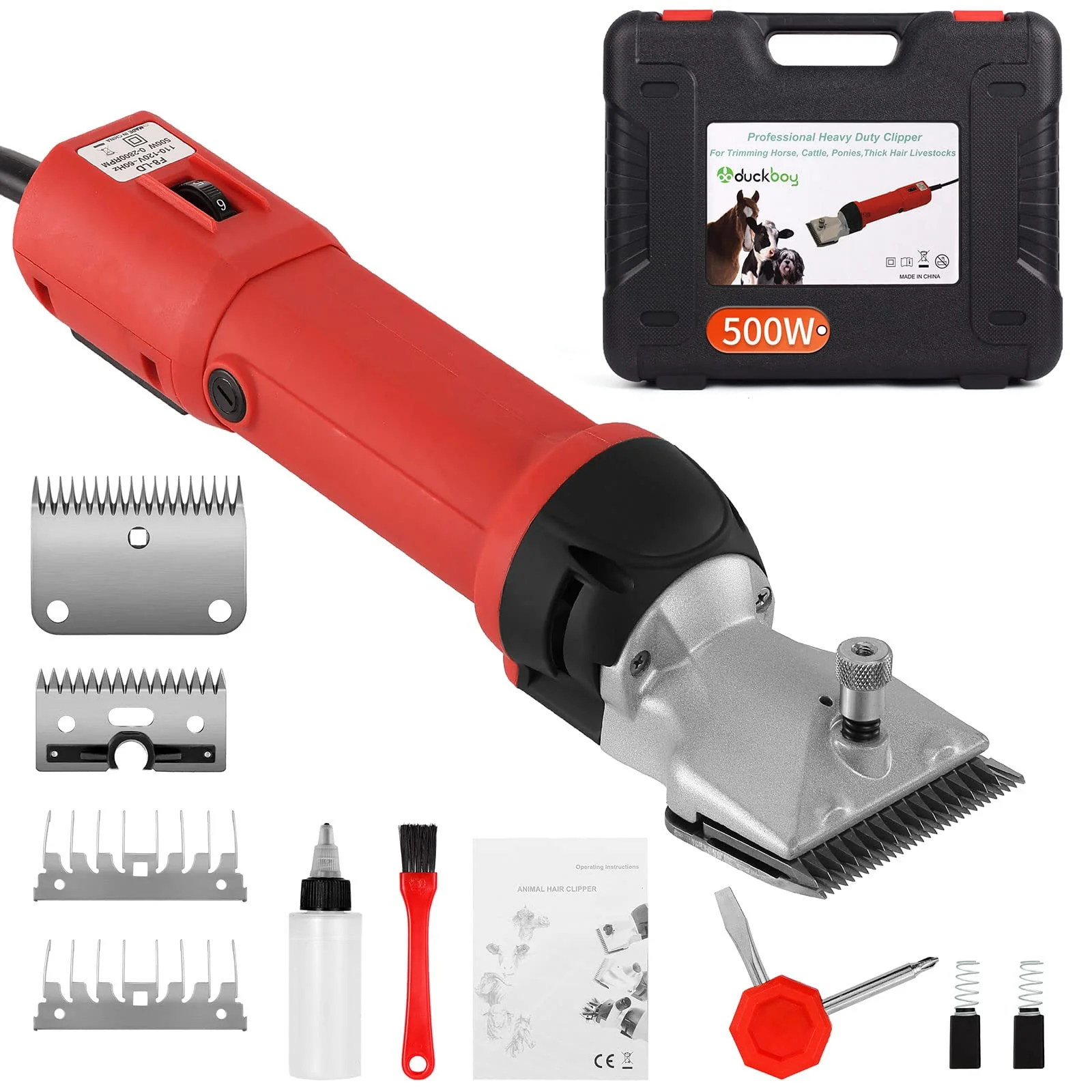 Detailed DUCKBOY Heavy Duty Clippers – 500W 6-Speed Electric Shearing for Horses Cattle Large Dogs Clean