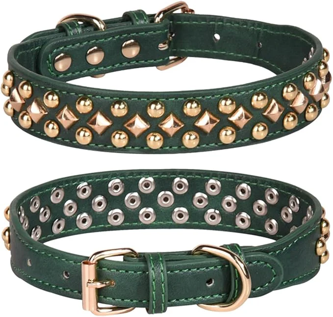Top-Quality Spiked Dog Collar Soft Pu Leather Mushrooms Rivet Spike Studded Puppy Minimalist
