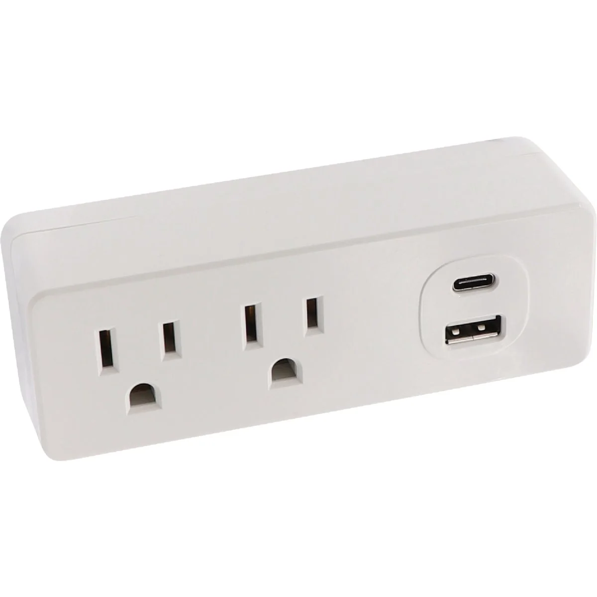 Detailed Prime Wire Cable White 15A 2-Outlet Wall Tap with 1 USB-A 1 USB-C Easy-to-Use