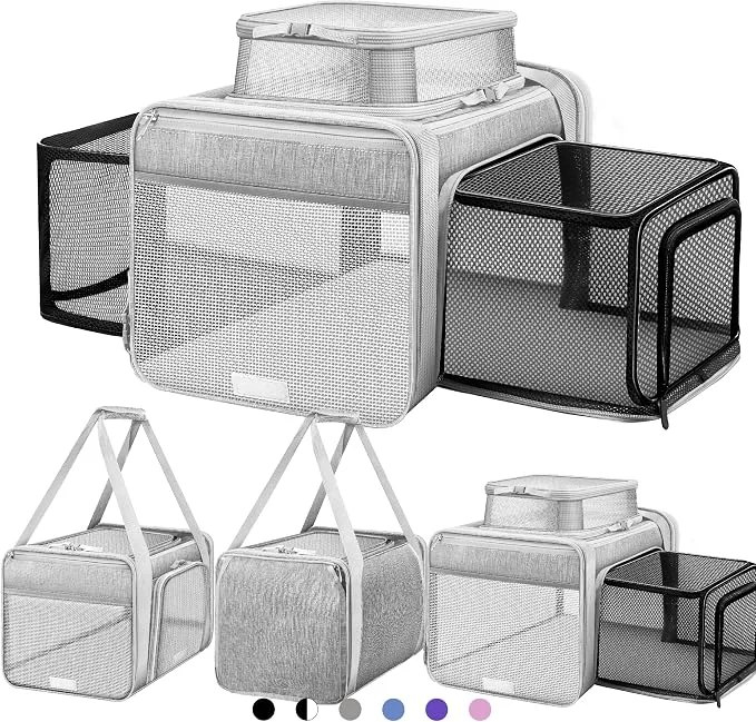 Organic Top and 2 Sides Expandable Cat Carrier 17x11x11 TSA Airline Dog Long-Lasting