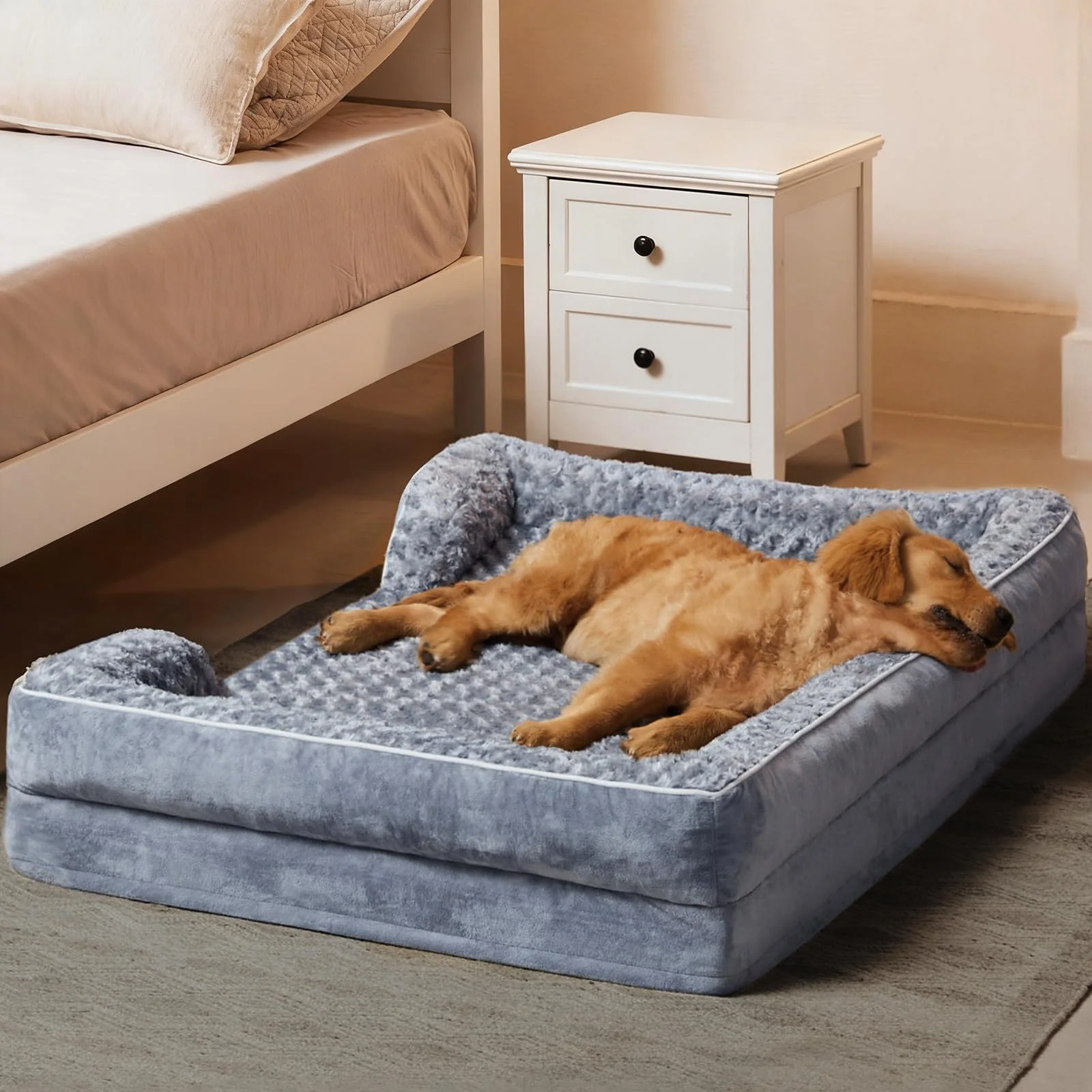Advanced WNPETHOME Large Orthopedic Dog Bed – Washable Couch with Waterproof Lining Non-Skid Bottom Relaxed