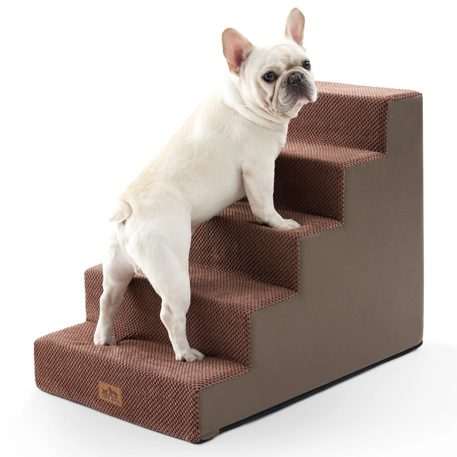 Contemporary COZY KISS 5-Step Wide Dog Stairs — 19.7x29.5x23.6 in Anti-Slip Brown Exclusive
