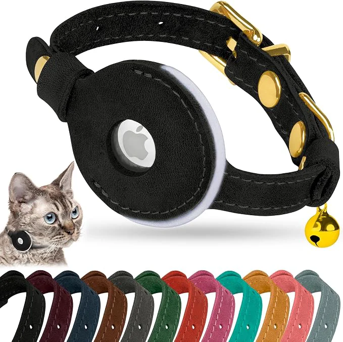 Practical OOPSDOGGY Reflective Leather AirTag Cat Collar Sophisticated