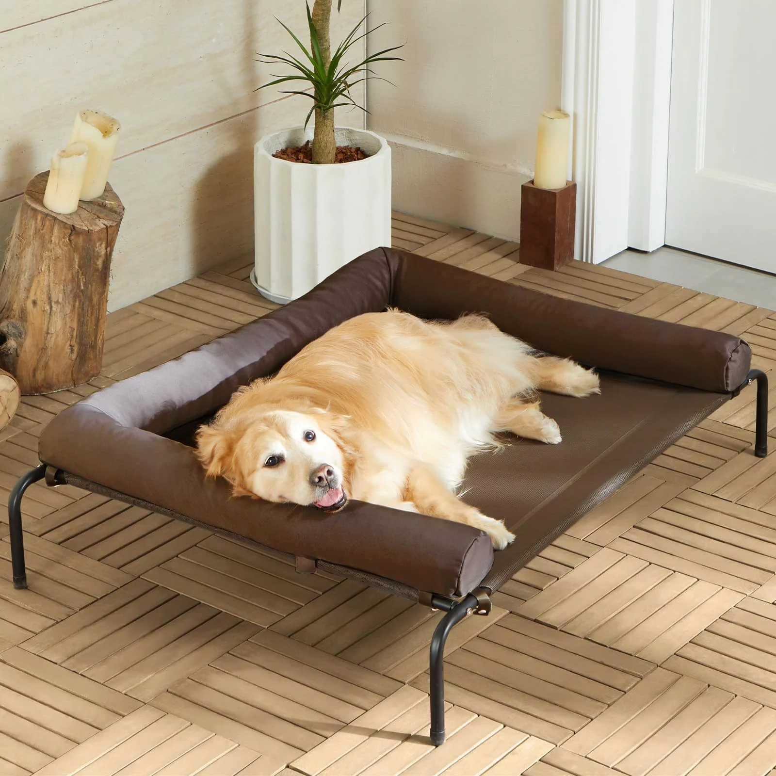Smart RRPETHOME Cooling d Dog Bed for Large Dogs – Waterproof Raised Cot with Slope Headrest Teslin Mesh Traditional