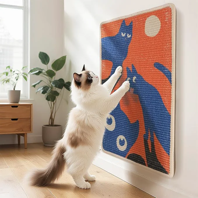 High-Quality 3-in-1 Sisal Cat Scratcher Mat 23.6×15.7” Protects Carpet Couch Furniture with Sticker Tape Floor Wall Cat Scratching Pad Anti-Slip Durable for Indoor Outdoor Cats Vivid Orange About ThisOverview Original Design