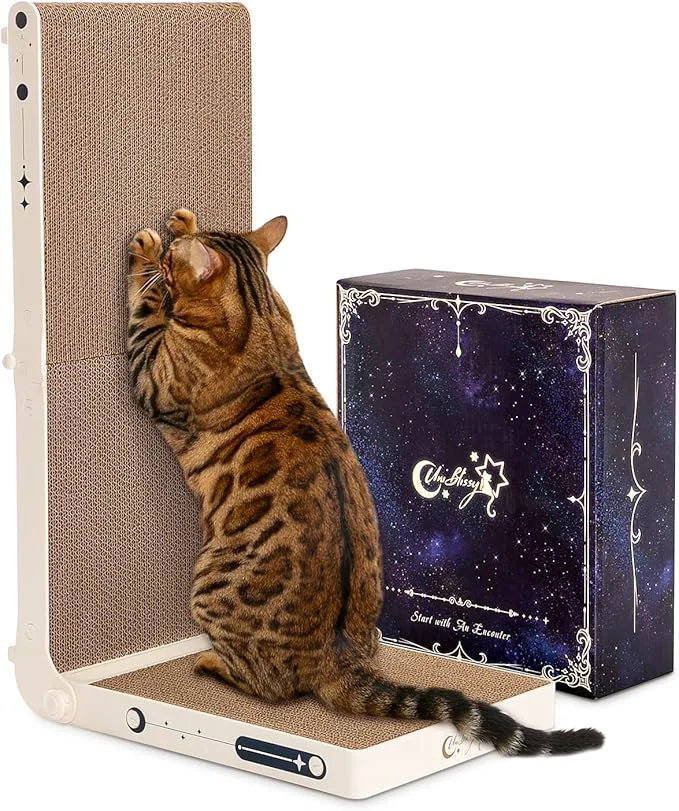 Responsible Cat Scratcher 25.3 Inch Double Sided L Shape Cat Scratching Board No Assembly Cat Scratch Pads with Ball Toy Cat Scratchers for Indoor Cats 3X Catnip LargeAbout ThisOverview Fashionable