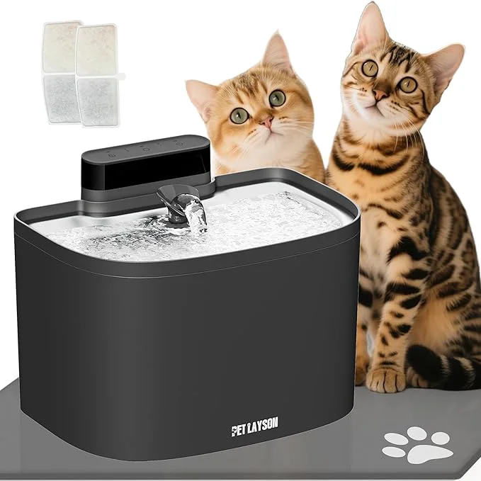 Advanced PET LAYSON Pumpless Cat Water Fountain Smart Cordless Fountains Battery Operated 3.6L 122oz with Maglev Valve Technology Rechargeable Water Dispenser for Cat Dog 2 Filters 2 Nozzles Black M1 About ThisOverview Versatile