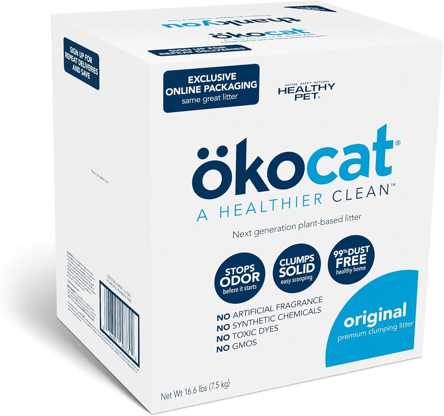 Contemporary ökocat Low-Dust Natural Wood Clumping Cat Litter with Odor Control 16.6 lbs Large Relaxed