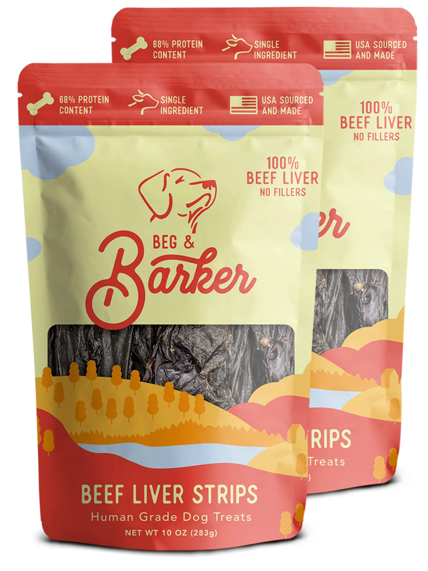 Smart Beg Barker Beef Liver Jerky for Dogs — 2-Pack Grain High Protein Training Treats Made in USA Sustainable
