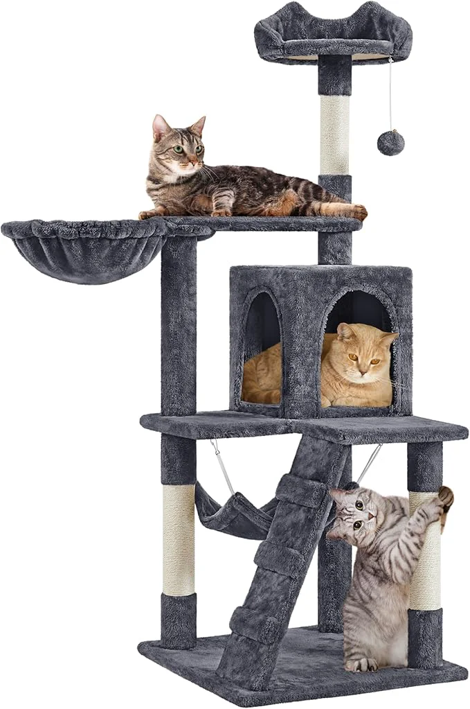 Professional Yaheetech 54in Cat Tree Multi-Level Cat Tower with Scratching Posts Spacious Condo and Hammock I Activity Center for Indoor Kittens Dark GrayAbout ThisOverview Pure