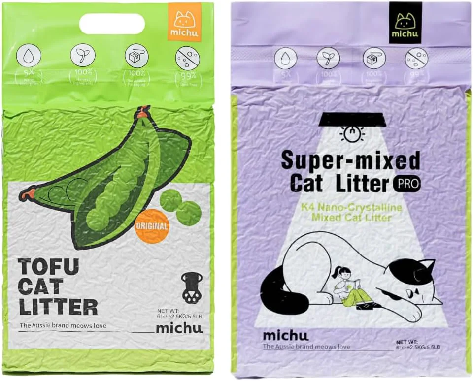 High-Performance Tofu Cat Litter Natural Clumping Tofu Cat Litter 5.5lb 88oz 5 Scents Mixed 2 Pack Fine