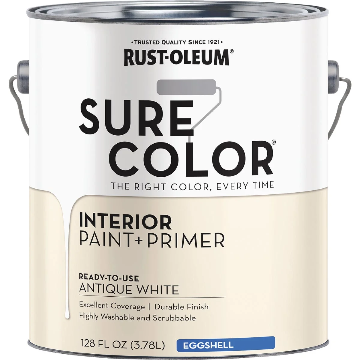 Proven Rust-Oleum Sure Color Eggshell Antique White Interior Wall Paint and Primer Gallon Premium