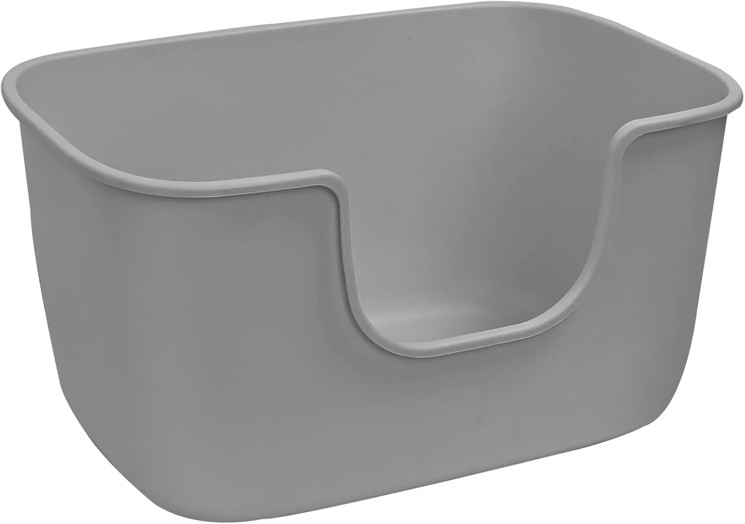 Easy-to-Use SpaceTime Extra Large Litter Box with High Sides XL Low Entry Multi Cat Litter Pan for Kittens Jumbo Litter Boxes for Big Cats Anti-Splashing Cat Boxes for Indoor Cats Open Top Easy to Clean Grey Contemporary