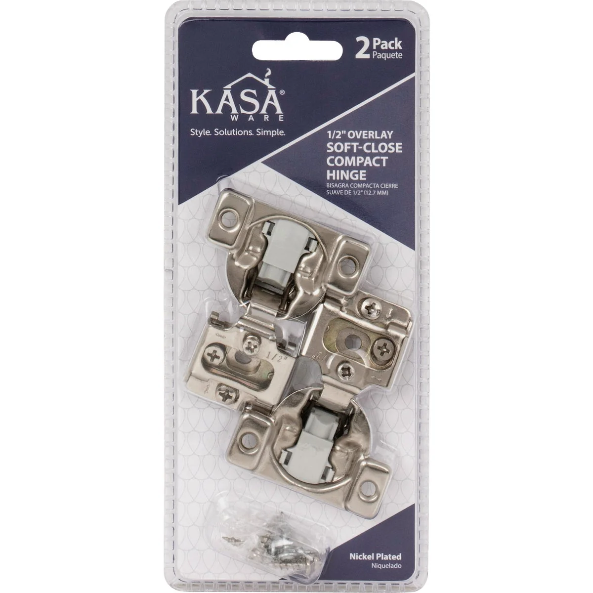 Expertly Made KasaWare 1 2 In. Overlay Soft-Close Compact Hinge 2-Pack Excellent