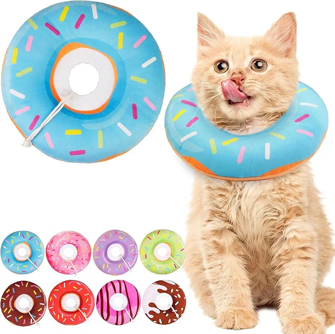 Smooth Cat Cone Collar Soft Cute Cat Donut Collar After Surgery Adjustable Kitten Verified